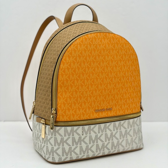 Michael Kors Rhea Medium Color-Block Signature Logo Backpack - Picture 11 of 14